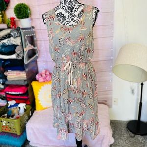 Lovely Melody Women’s Colorful Boho Paisley Tiered Sleeveless Blouson Dress L
